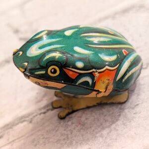 1940S U.S. ZONE GERMANY D.R.G.M. TIN WIND-UP JUMPING HOPPING FROG No Key
